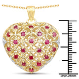 14K Yellow Gold Plated 1.00 Carat Genuine Ruby .925 Sterling Silver Pendant