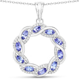 1.73 Carat Genuine Tanzanite and White Topaz .925 Sterling Silver Pendant