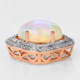 3.73 Carat Genuine Ethiopian Opal and White Diamond 14K Rose Gold Pendant