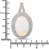 8.15 Carat Genuine Ethiopian Opal and White Diamond 14K Rose Gold Pendant