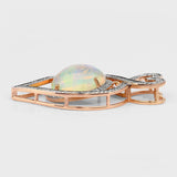 5.69 Carat Genuine Ethiopian Opal and White Diamond 14K Rose Gold Pendant
