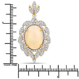 6.79 Carat Genuine Ethiopian Opal and White Diamond 14K Yellow Gold Pendant