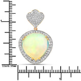 9.19 Carat Genuine Ethiopian Opal and White Diamond 14K Yellow Gold Pendant