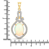 5.10 Carat Genuine Ethiopian Opal and White Diamond 14K Yellow Gold Pendant