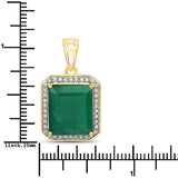 8.38 Carat Genuine Brazilian Emerald and White Diamond 14K Yellow Gold Pendant