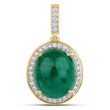 12.66 Carat Genuine Brazilian Emerald and White Diamond 14K Yellow Gold Pendant