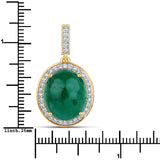 12.66 Carat Genuine Brazilian Emerald and White Diamond 14K Yellow Gold Pendant