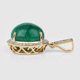 12.66 Carat Genuine Brazilian Emerald and White Diamond 14K Yellow Gold Pendant