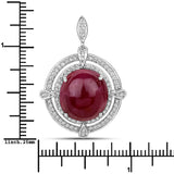 20.39 Carat Genuine Ruby and White Diamond 14K White Gold Pendant
