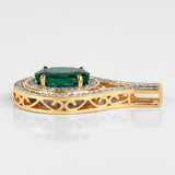 4.62 Carat Genuine Brazilian Emerald and White Diamond 18K Yellow Gold Pendant