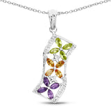 1.76 Carat Genuine Citrine, Amethyst & Peridot .925 Sterling Silver Pendant