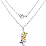 1.76 Carat Genuine Citrine, Amethyst & Peridot .925 Sterling Silver Pendant