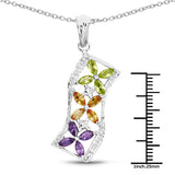 1.76 Carat Genuine Citrine, Amethyst & Peridot .925 Sterling Silver Pendant
