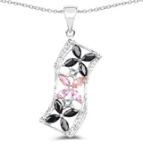 2.40 Carat Genuine Pink Sapphire & Blue Sapphire .925 Sterling Silver Pendant