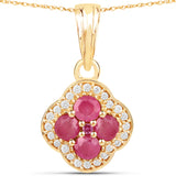 0.38 Carat Genuine Ruby and White Diamond 10K Yellow Gold Pendant