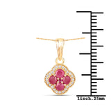 0.38 Carat Genuine Ruby and White Diamond 10K Yellow Gold Pendant