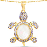 6.90 Carat Genuine Pearl Of Mother, Tanzanite and White Topaz .925 Sterling Silver Pendant
