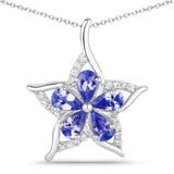 1.17 ct. Genuine Tanzanite and White Zircon .925 Sterling Silver Pendant