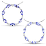 0.63 Carat Genuine Tanzanite and White Zircon .925 Sterling Silver Pendant