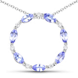0.63 Carat Genuine Tanzanite and White Zircon .925 Sterling Silver Pendant