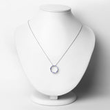0.63 Carat Genuine Tanzanite and White Zircon .925 Sterling Silver Pendant
