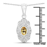 0.55 Carat Genuine Citrine and White Topaz .925 Sterling Silver Pendant
