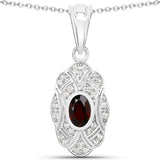 0.63 ct. Genuine Garnet and White Topaz .925 Sterling Silver Pendant