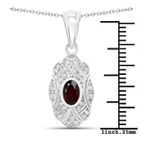 0.63 ct. Genuine Garnet and White Topaz .925 Sterling Silver Pendant
