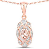 0.52 Carat Genuine Morganite and White Topaz .925 Sterling Silver Pendant