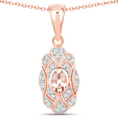 0.52 Carat Genuine Morganite and White Topaz .925 Sterling Silver Pendant