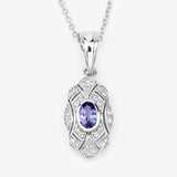 0.56 Carat Genuine Tanzanite and White Topaz .925 Sterling Silver Pendant