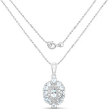 1.89 Carat Genuine Aquamarine and White Topaz .925 Sterling Silver Pendant