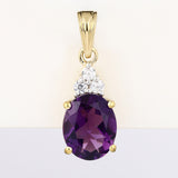 2.35 Carat Genuine Amethyst and White Zircon .925 Sterling Silver Pendant
