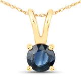 0.65 Carat Genuine Blue Sapphire 14K Yellow Gold Pendant