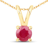 0.55 Carat Genuine Johnson Ruby 14K Yellow Gold Pendant