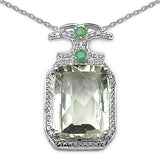 10.14 Carat Genuine Green Amethyst & Emerald .925 Sterling Silver Pandent
