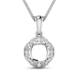 0.09 Carat Genuine White Diamond 14K White Gold Pendant