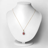 3.33 Carat Genuine Pink Tourmaline and White Diamond 14K Yellow Gold Pendant