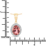 3.33 Carat Genuine Pink Tourmaline and White Diamond 14K Yellow Gold Pendant