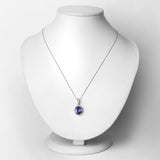 4.08 Carat Genuine Tanzanite and White Diamond 14K White Gold Pendant