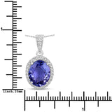 4.08 Carat Genuine Tanzanite and White Diamond 14K White Gold Pendant