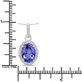 4.25 Carat Genuine Tanzanite and White Diamond 14K White Gold Pendant