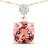 3.27 Carat Genuine Pink Tourmaline and White Diamond 14K Rose Gold Pendant