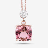 3.27 Carat Genuine Pink Tourmaline and White Diamond 14K Rose Gold Pendant