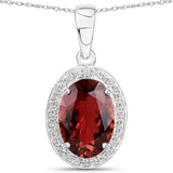 3.51 Carat Genuine Pink Tourmaline and White Diamond 14K White Gold Pendant