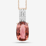 3.65 Carat Genuine Rarest Brown Brazialian Tourmaline and White Diamond 14K Yellow Gold Pendant
