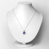 3.12 Carat Genuine Tanzanite and White Diamond 14K White Gold Pendant