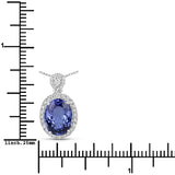 3.12 Carat Genuine Tanzanite and White Diamond 14K White Gold Pendant