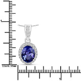 3.48 ct. Genuine Tanzanite and White Diamond 14K White Gold Pendant