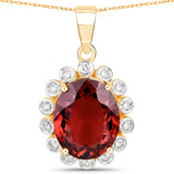 3.67 Carat Genuine Pink Tourmaline and White Diamond 14K Yellow Gold Pendant